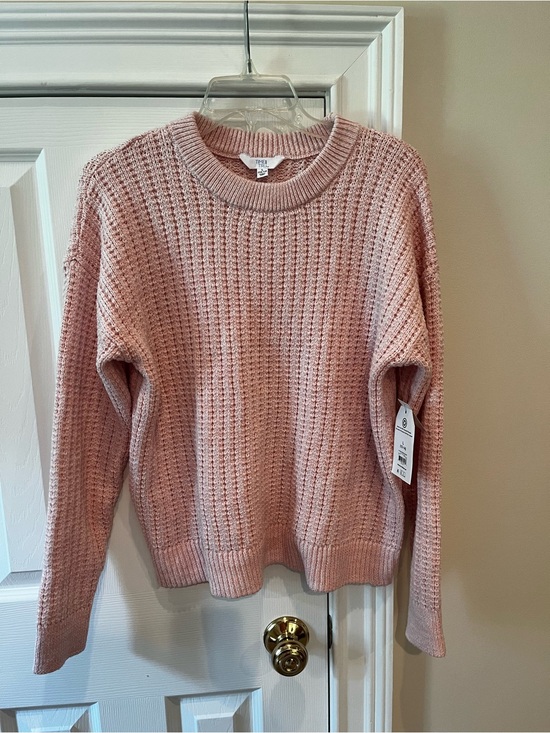 Time and Tru Sweaters - NWT Women's Pink Waffle-Knit Crewneck Sweater